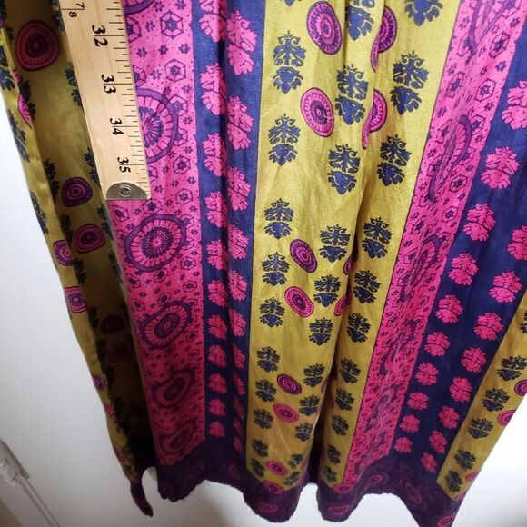 Kale Bob Silk Blend Colorful Boho Sleeveless Maxi Dress Size XS - Picture 7 of 9